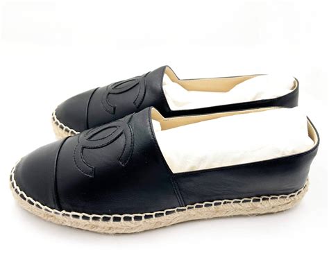 chanel leather espadrille flats